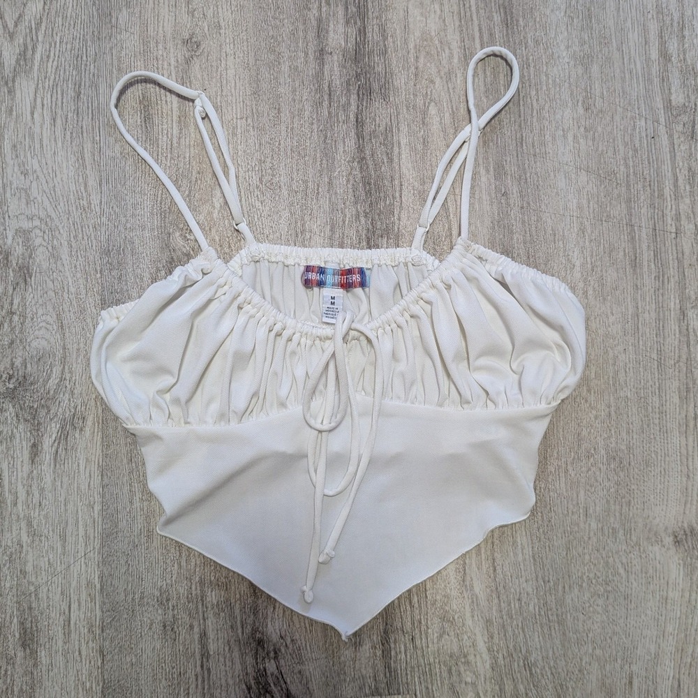 Urban Outfitters White Handkerchief Hem Fairy Top Smocked Size Medium
